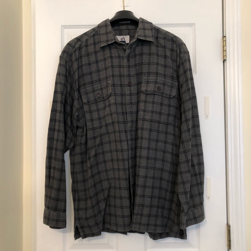 Grey and Black Plaid Armani Exchange Button Down